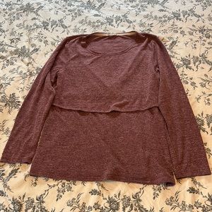Plum Long Sleeve Nursing Breastfeeding Top L